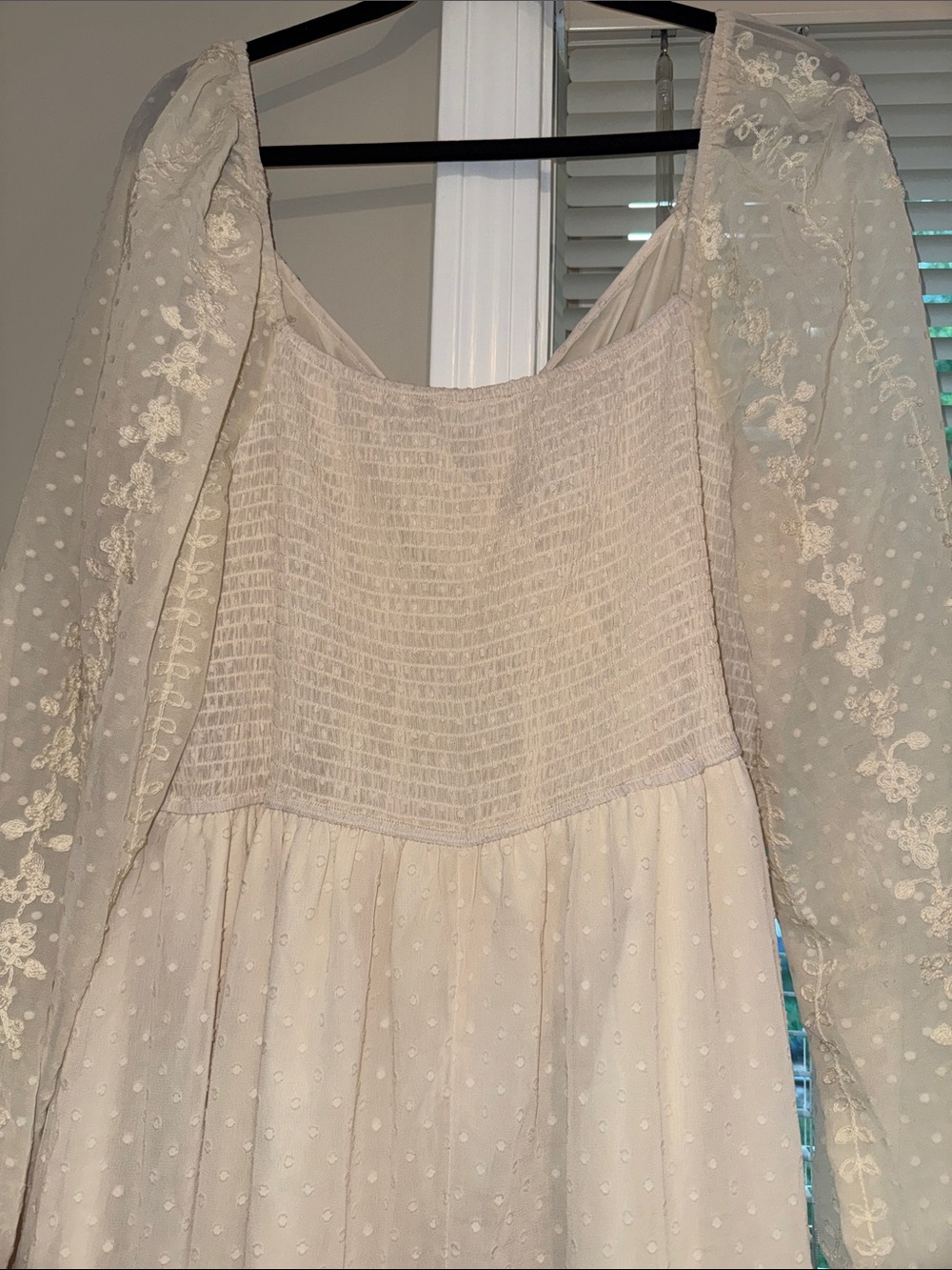 SHEIN Curve 4XL Cream Swiss Dot Embroidered Maxi Dress Boho Cottagecore - Picture 8 of 10
